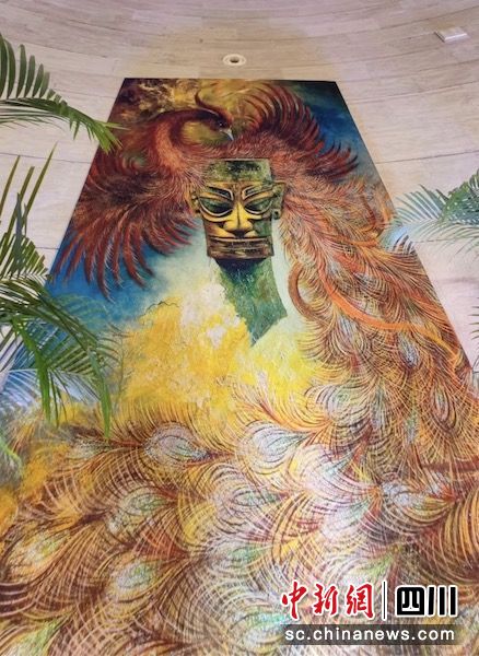 游晓林古蜀绘画作品现场展示。何为 供图 游晓林古蜀绘画作品现场展示。何为 供图