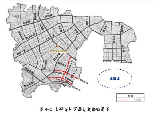 (太平寺片区谋划道路布局图。来源:《成都市武侯区交通发展“十四五”规划》) (太平寺片区谋划道路布局图。来源:《成都市武侯区交通发展“十四五”规划》)