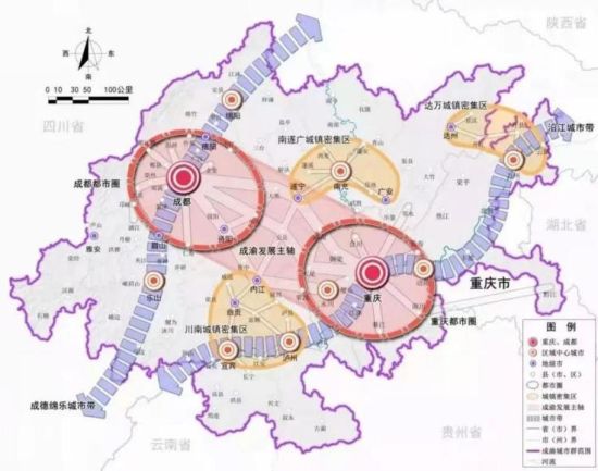 成渝双城经济圈区位图。招商蛇口供图 成渝双城经济圈区位图。招商蛇口供图