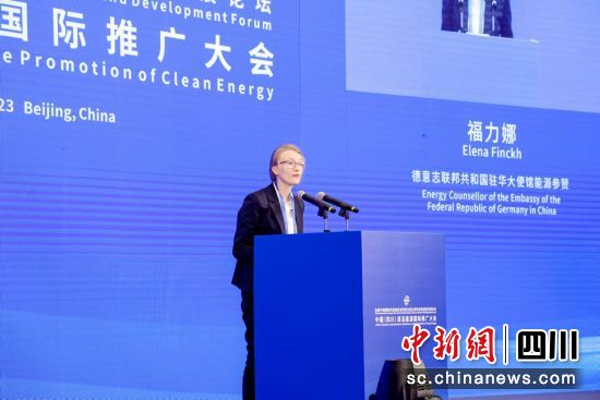 德国驻华大使馆能源参赞福力娜致辞。(四川省贸促会供图) 德国驻华大使馆能源参赞福力娜致辞。(四川省贸促会供图)