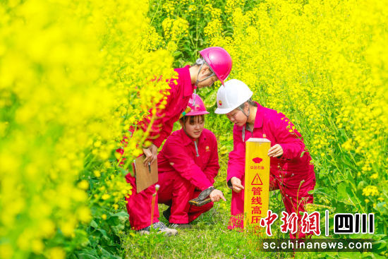 花海里的那一抹“石油红”。王子丹 摄 花海里的那一抹“石油红”。王子丹 摄