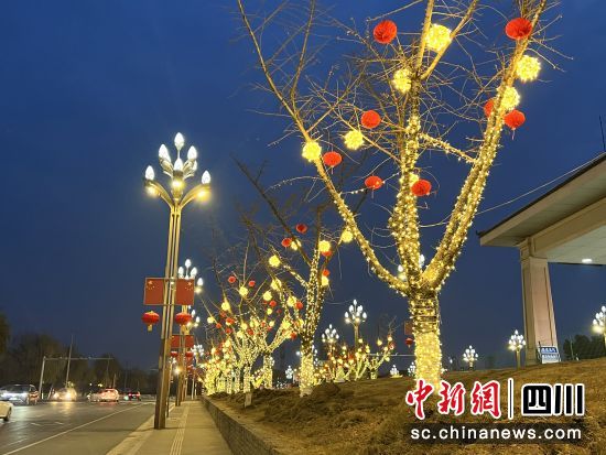用皮线灯装点大树。 罗江区委宣传部供图 用皮线灯装点大树。 罗江区委宣传部供图