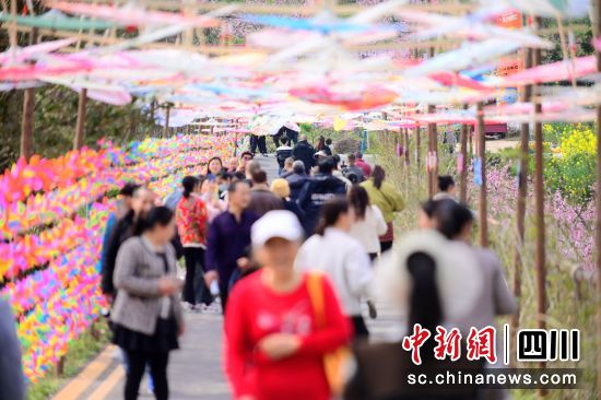 简阳赏花季的游客络绎不绝。(简阳市文化体育和旅游局 供图) 简阳赏花季的游客络绎不绝。(简阳市文化体育和旅游局 供图)
