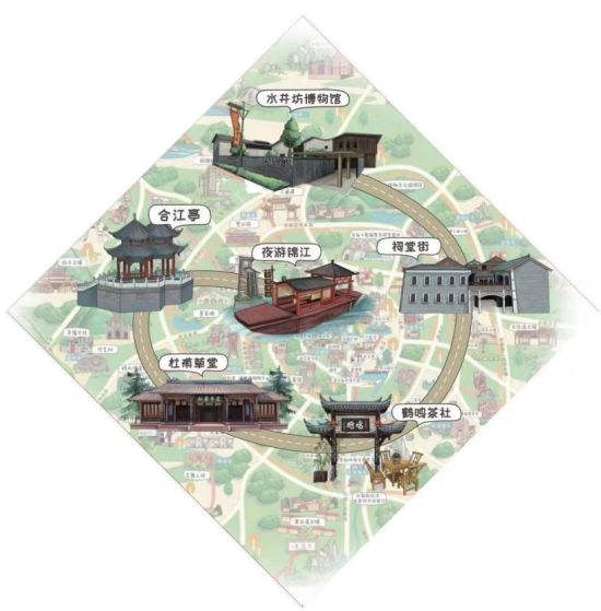 成都首条酒旅融合线路(部分)。水井坊 供图 成都首条酒旅融合线路(部分)。水井坊 供图