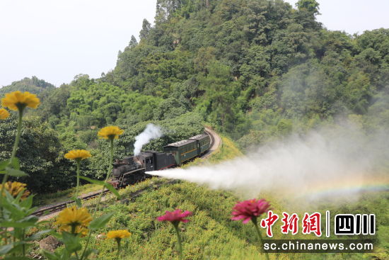 嘉阳小火车。(犍为县文化体育和旅游局 供图) 嘉阳小火车。(犍为县文化体育和旅游局 供图)