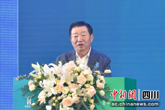 中建协副会长兼秘书长刘锦章发言。华西集团供图 中建协副会长兼秘书长刘锦章发言。华西集团供图