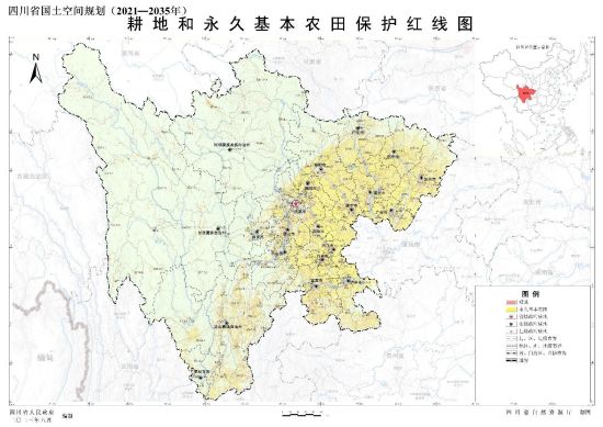 耕地和永久基本农田保护红线图。 图据《规划》 耕地和永久基本农田保护红线图。 图据《规划》