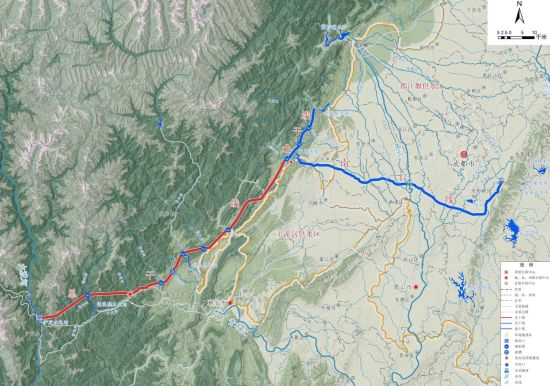 引大济岷工程总布置图。四川省水利厅供图 引大济岷工程总布置图。四川省水利厅供图